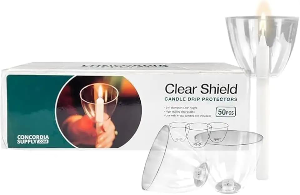 Concordia Supply Clear Plastic Shield Candle Drip Protectors (Pack of 50)