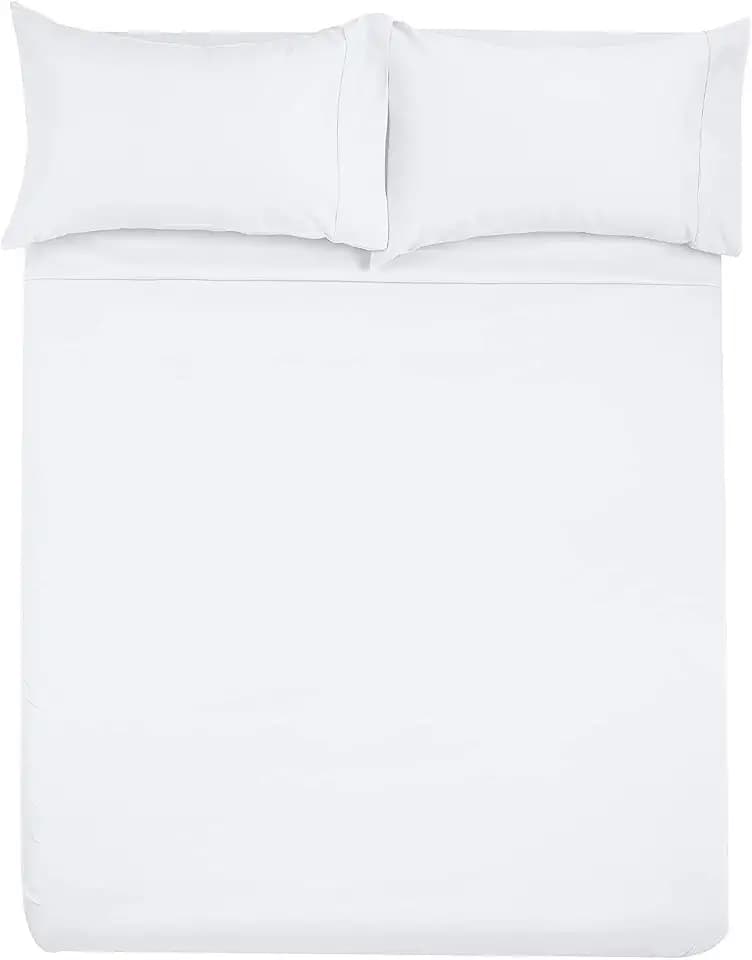 Shreem Linen Microfiber RV Sheet Sets, 70x80 Camper King, White Solid - Fits Mattresses up to 8 Inches Deep, 4 Piece RV Bed Sheets for Campers, Motorhomes, and Travel Trailers