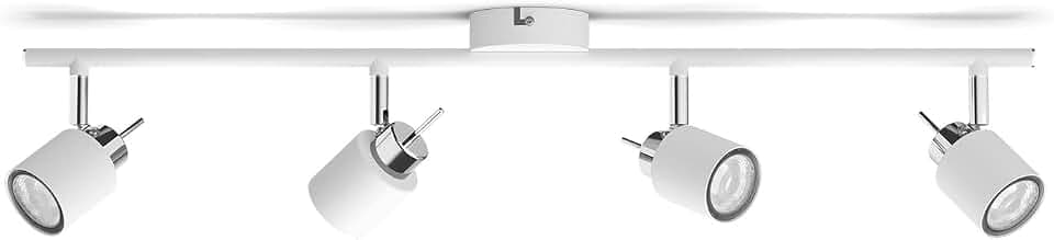 PHILIPS Meranti 4-er Deckenspots (35 W), elegante Wandleuchte mit vier flexiblen Spots, GU10 Leuchte ohne Leuchtmittel, weiß
