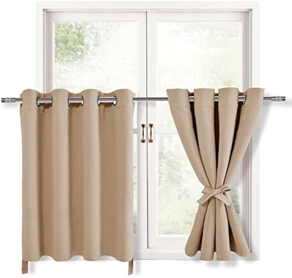 Hiasan RV Blackout Curtains for Bedroom 52 x 36 Inches Long Beige 2 Panels