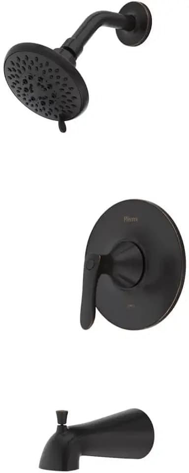 Pfister Weller Tub and Shower Trim Kit Single Handle 5-Spray Multi-Function Shower Head with Tub Spout Tuscan Bronze Finish Water-Efficient WaterSense Certified LG898WRY