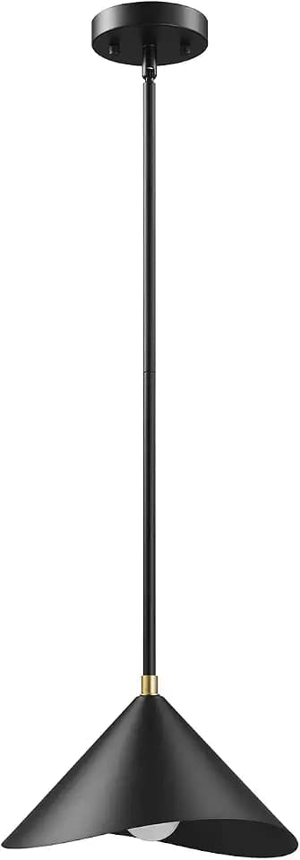 Globe Electric 1-Light Pendant Light, Matte Black Metal Shade with Brass Accent, Organic Modern Ceiling Light for Kitchen Island, Dining Room, or Living Room