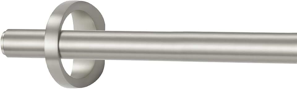 Modern Curtain Rods, 1Inch Diameter Decorative Single Window Rod Telescoping 100-150 Inch Adjustable Drapery Rods Matte Nickel Color For Bedroom Living Room Kitchen Office