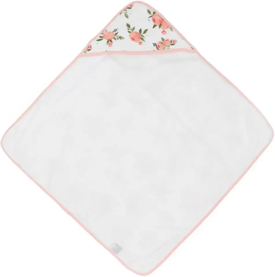 Little Unicorn Premium Infant Hooded Bath Towel| Soft & Absorbent Cotton & Terry Fabric for Newborns (Watercolor Roses)