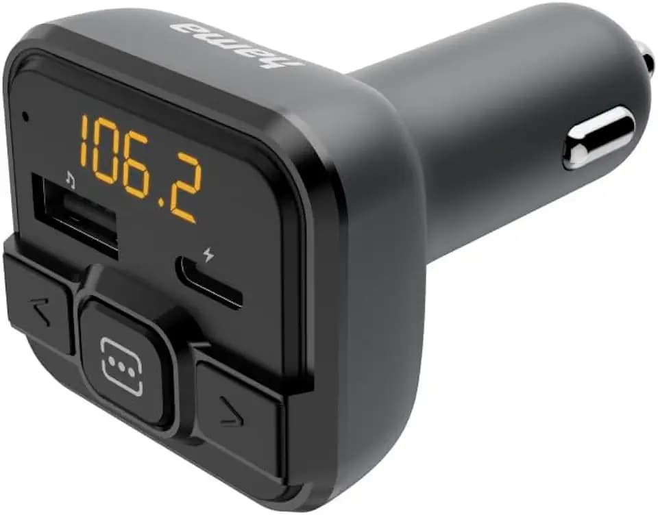 Hama FM Transmitter mit Bluetooth (Bluetooth Adapter Auto zur Funkübertragung ans Autoradio, Micro SD Kartenslot, USB Slot, Geräteerkennung zum Laden von Tablets, Smartphones, Kfz Adapter)
