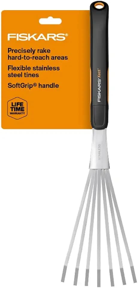 Fiskars Xact Hand Rake, Ergonomic Handle for Heavy Duty Gardening