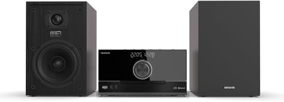 AIWA MSBTU-600 Micro System, Bluetooth, CD, USB, AUX IN, Ausgangsleistung 2 x 50 W RMS, Farbe: schwarz