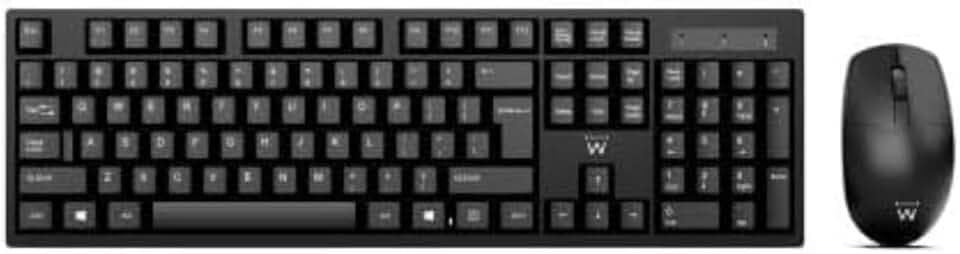 Ewent Kabelloses Tastatur- und Maus-Set, italienisches QWERTY-Layout für PC/Notebook/Laptop, Windows, einzelner USB-Empfänger, Schwarz