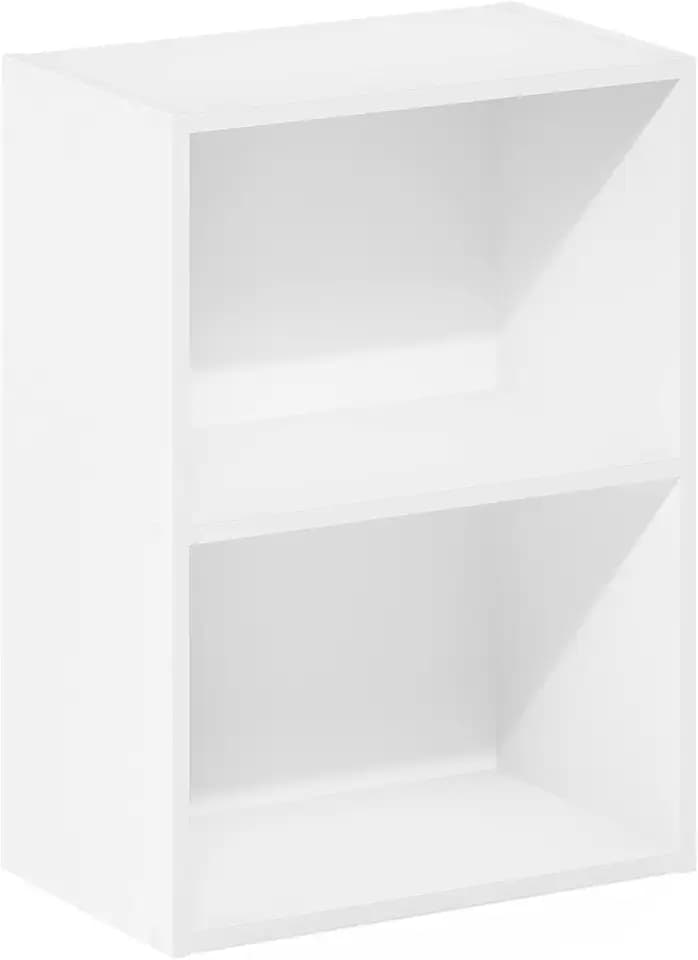 Furinno LUDER 2-Tier Book Shelf, Open Shelves Bookshelf, White