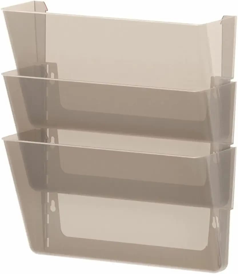 Storex Wall File, 3 Sections, Letter Size, 13" x 4" x 14", Smoke, 3/Set