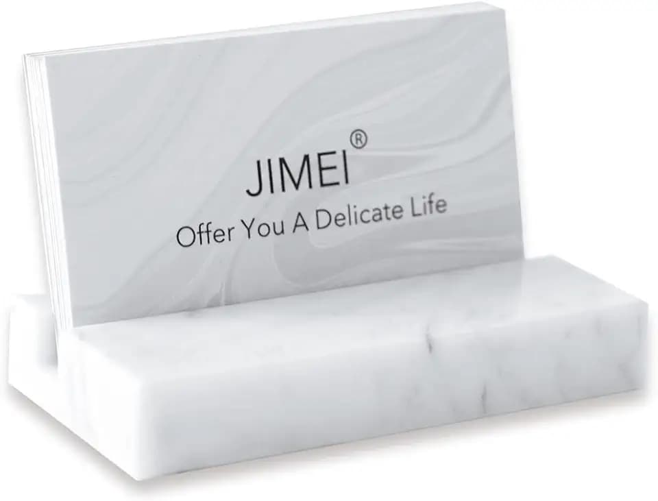 JIMEI Marble Business Card Holder for Desk Organizer Stand 25 Cards Display