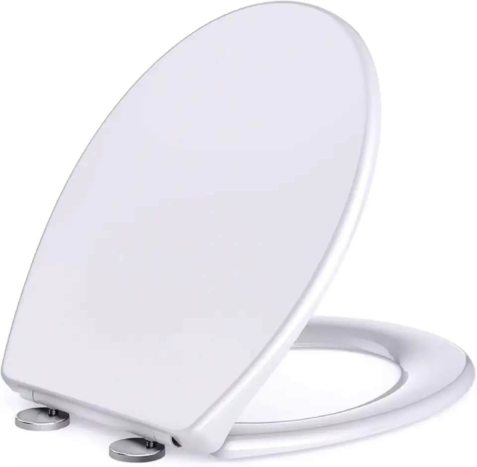 Toilettendeckel, Gomyhom Klodeckel mit Quick-Release-Funktion, WC Sitz mit Absenkautomatik Installation von Oberhalb der Toilette, Hergestellt aus Antibakteriellem Kunststoff Milchweiß