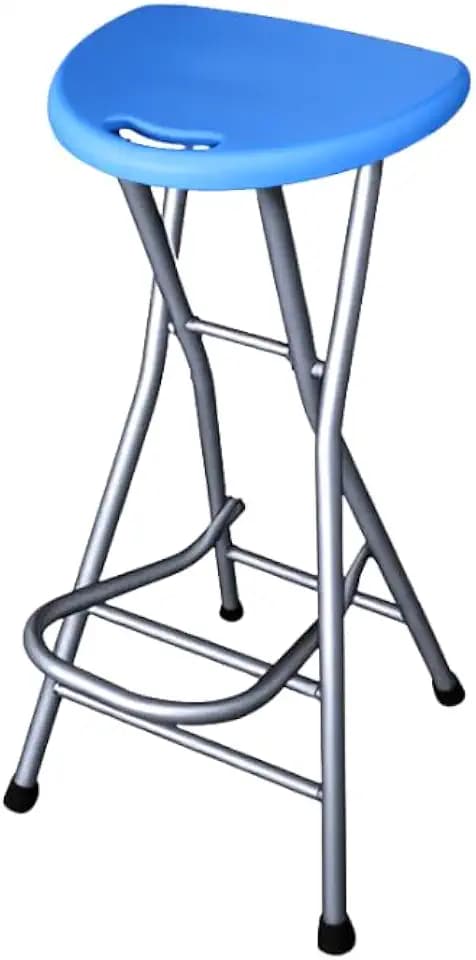 28 Inch Folding Bar Stool for Adults -White Collapsible Counter Height Stool with Handle, 200 Lbs Capacity, Foldable for Camping & Kitchen, 1 Pack (Blue)