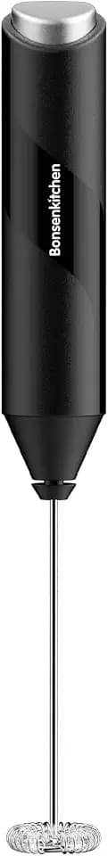 Bonsenkitchen Milk Frother for Coffee, Battery Operated, Black