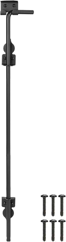 36 Inch Cane Bolt Gate Drop Rod Heavy Duty Gate Hardware, Gate Ground Latch for Wooden Fences, Metal Gates Doors Stopper for Gate Ground, Wrought Iron Gate Latches, Black Finish(1 Pack)
