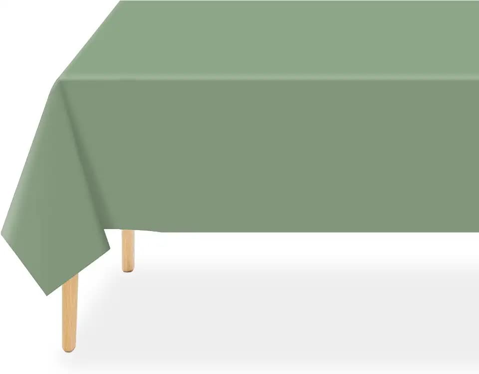 QIKSION 6 Pack Sage Green Plastic Tablecloth, Sage Table Cloth Disposable