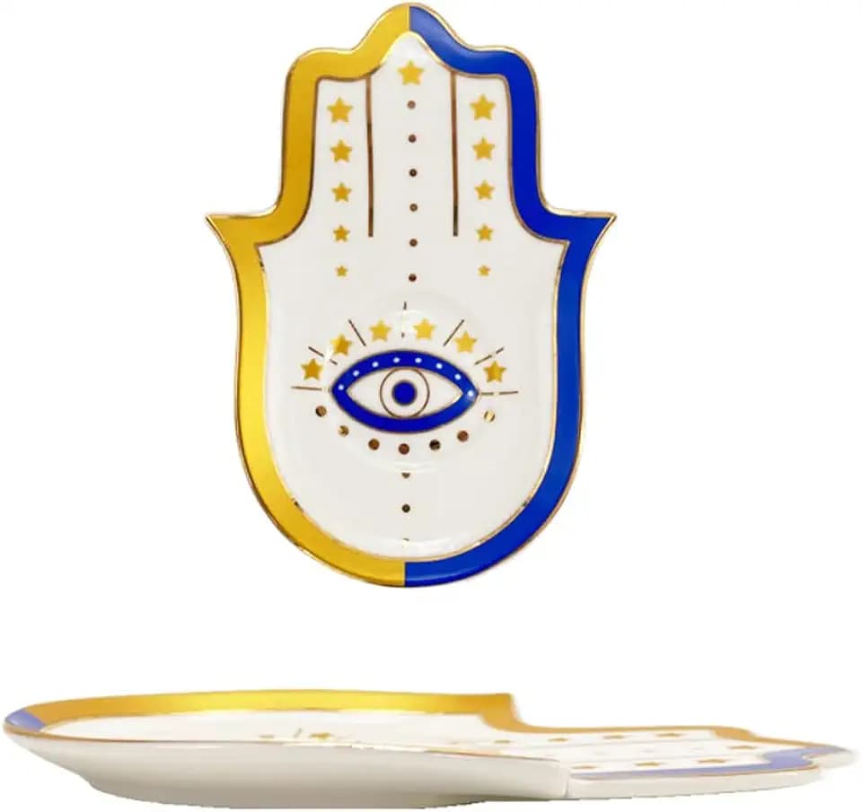 Fatima Hamsa Hand Blue Evil Eye Ring Holder for Jewelry Unicorn Jewelry