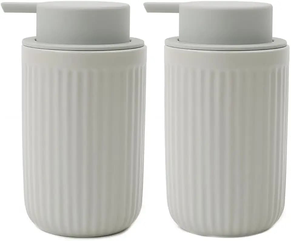 BosilunLife Grey Soap Dispenser Set - 2 Pack 12oz Ceramic Soap Dispenser