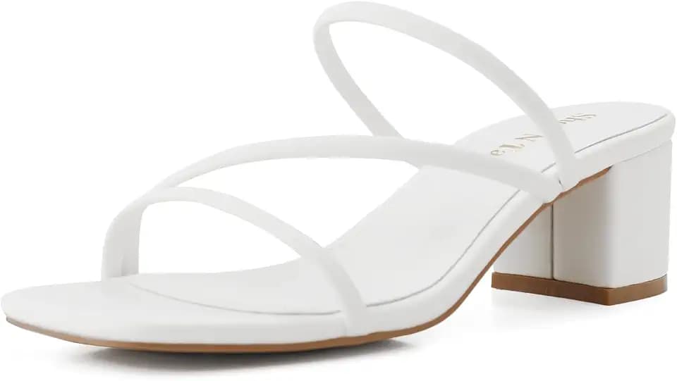 Shoe'N Tale Strappy Heels Women's Chunky Block Heel Mules