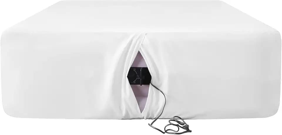 Fitted Sheet for Air Mattress with Pump Opening, Full, White