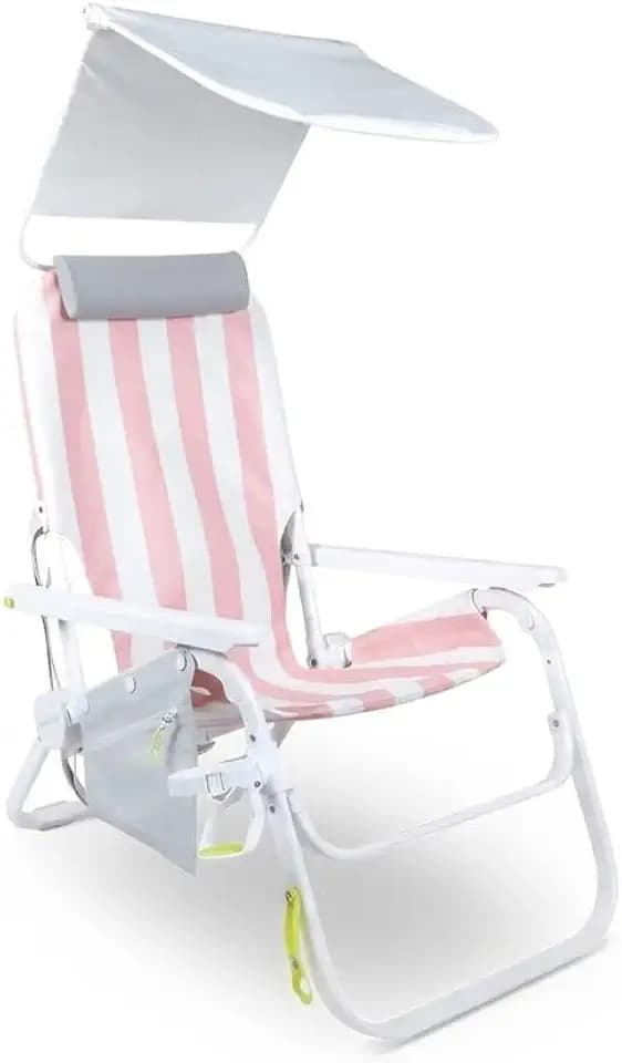 SUNFLOW Shore Thing Beach Chair Signature Setup, Rose Pink Stripe
