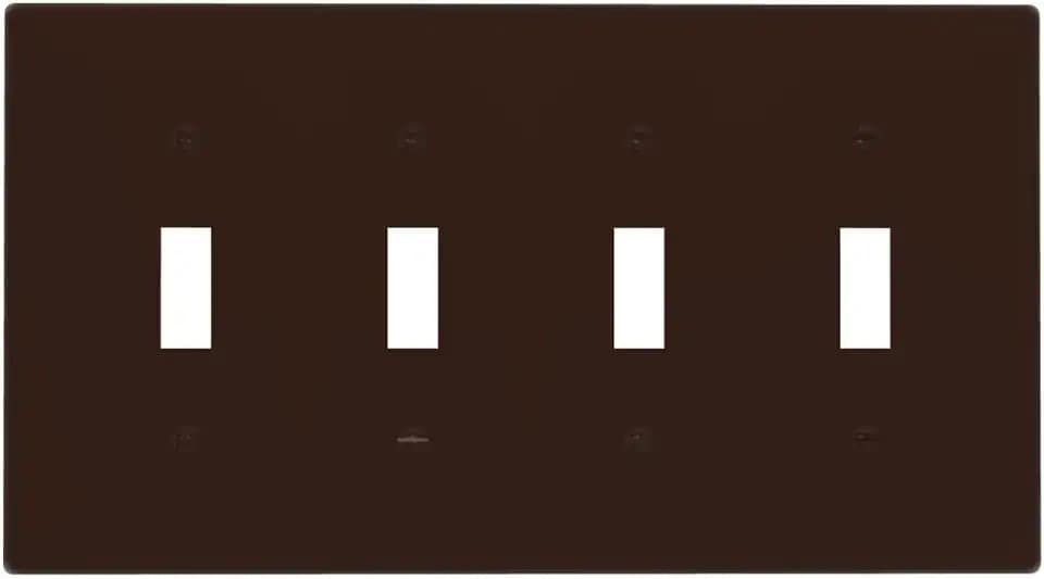 Coffee Brown 4 Gang Quad Toggle Light Switch Cover Decorative Electric Decorative Quadruple Device Switch Face Wall Plate Screwless