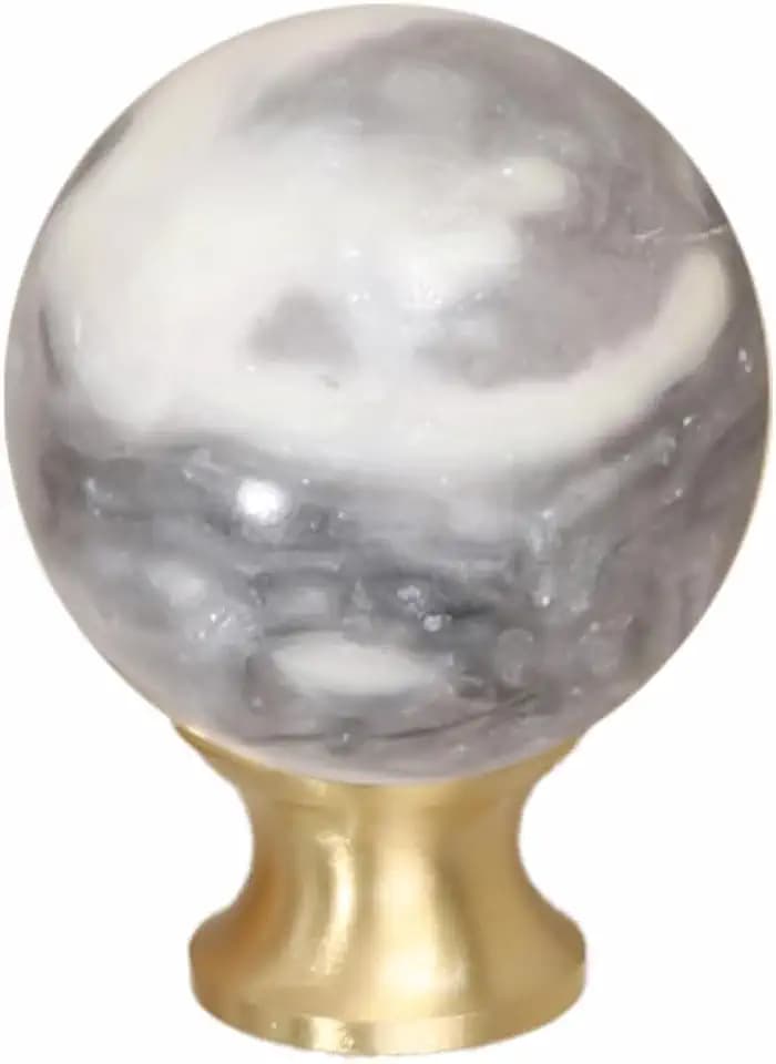 Modern Decorative Brush Brass Crystal Round Ball Knobs for Dresser Drawers, Vanity, Cabinets, 1 1/4 Inch, Kitchen Cabinet Hardware (6, Gray Marble)