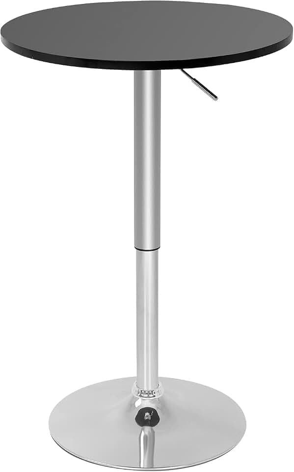 FDW | Bar Table | 35 Inch | Black | Height Adjustable Round Table