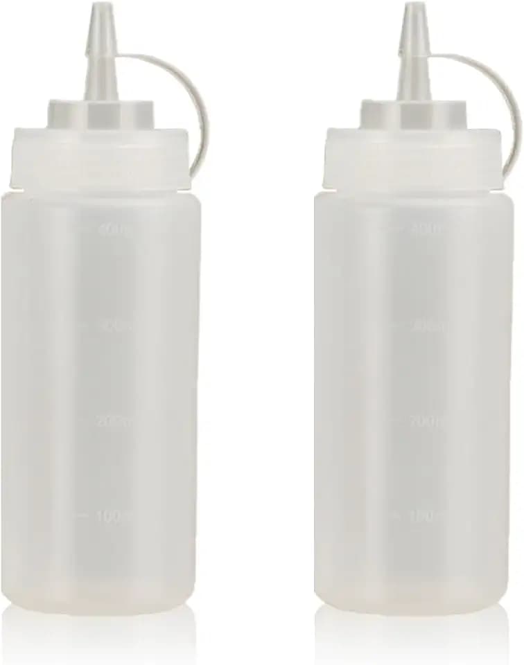 Squeeze Bottles for Sauces,Leak-Proof Condiment Dispenser, BPA-Free Kitchen Restaurant Squeeze Bottle Set with Wide Mouth for Ketchup, Mustard,Syrup,Dressings (White, 2Pack-16oz(400ml))