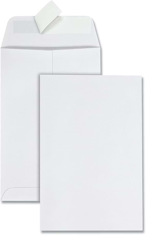 Quality Park 6 x 9 Catalog Envelopes with Self Seal Closure, for Mailing, Storage and Organizing, 28 lb. White Wove, 100 per Box (QUA44182)