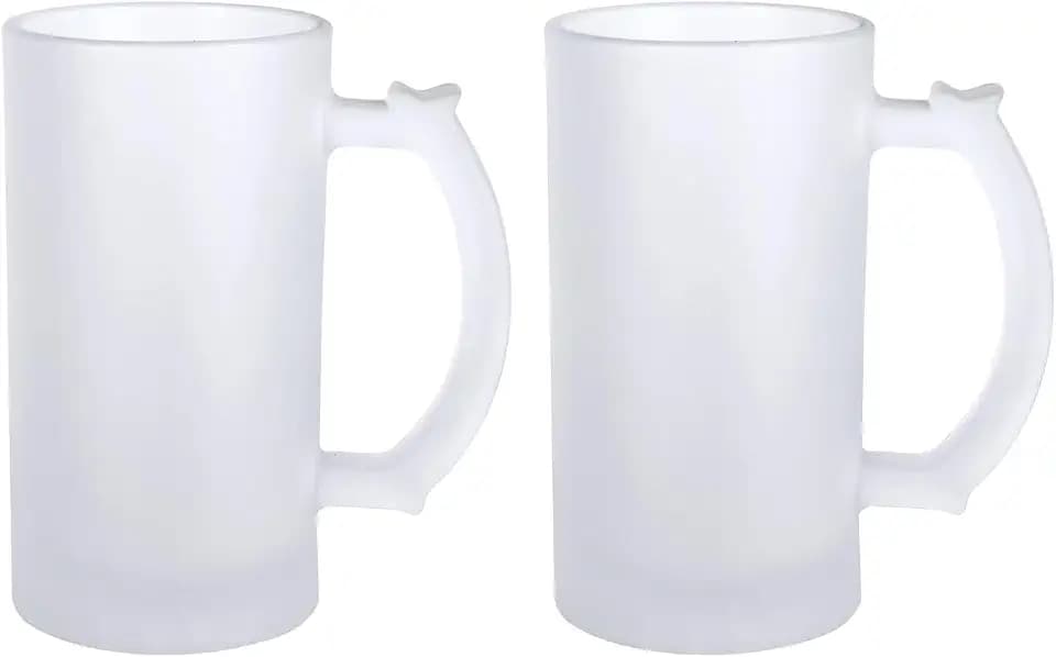 2Pcs 16oz Frosted Sublimation Glass Beer Mugs