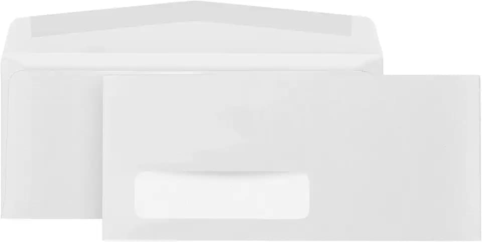 Blue Summit Supplies 500#10 Single Left Window Envelopes, Gummed, No Tint