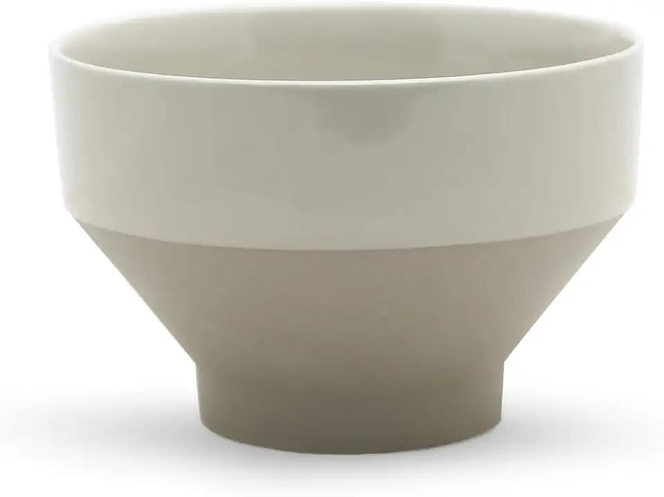 WGV Ceramic Bowl Vase, Width 7.9", Height 5.2", Two Tone Funnel Pot, Tan Large Mantel Planter Centerpiece for Wedding Event Office Home Decor, 1 Piece