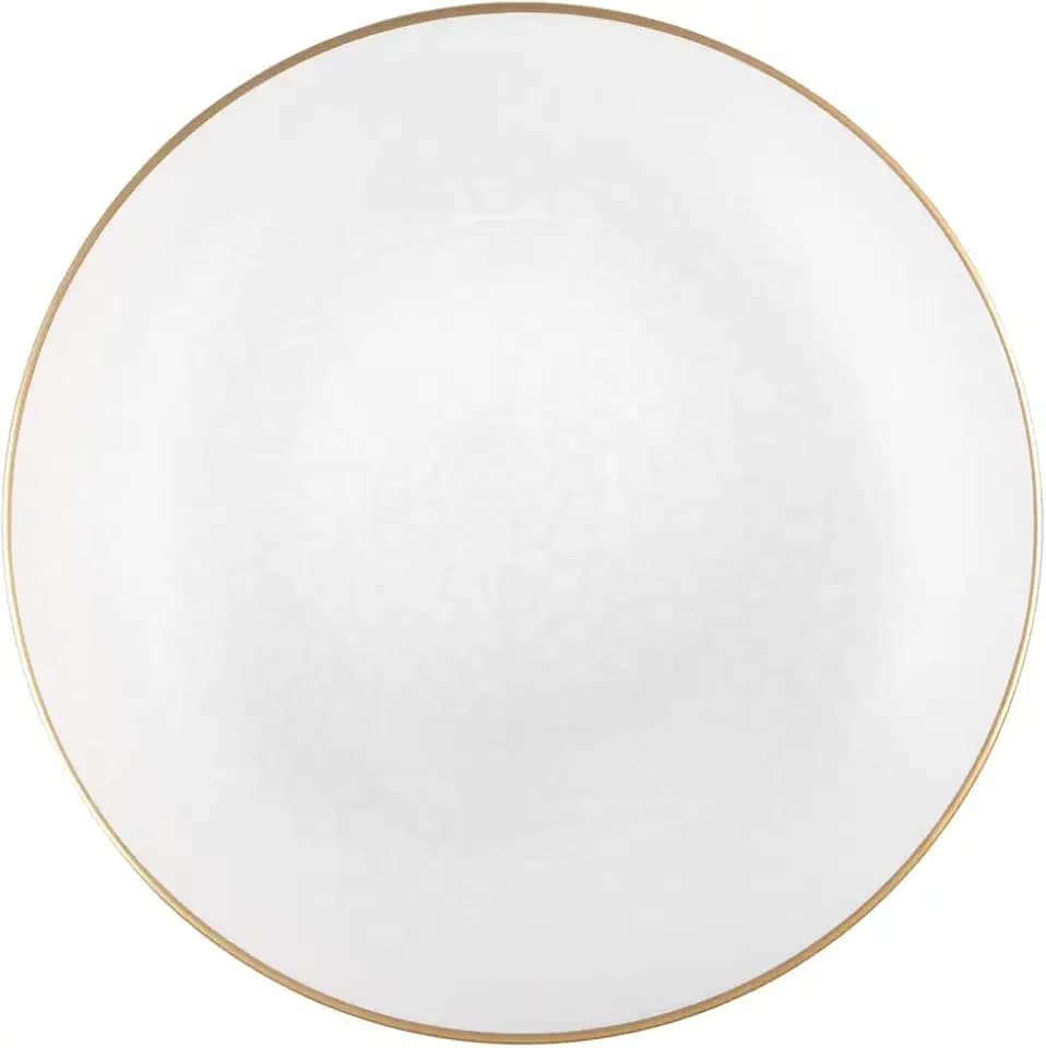 White Transparent with Gold Rim Hammered Chargers - 13" - Case Pack of 48 - For Weddings, Parties & Events