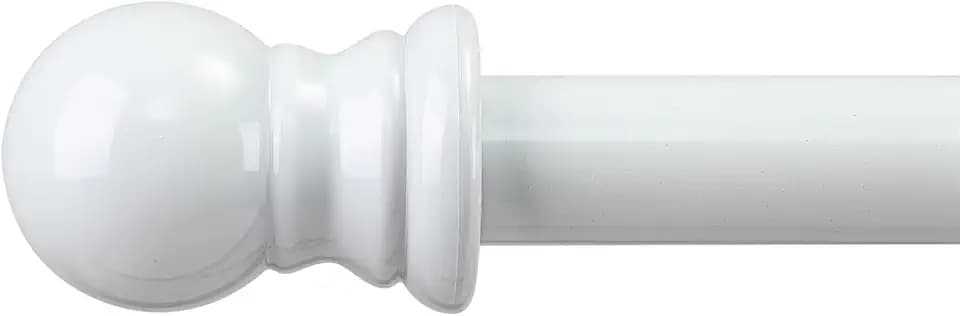 Decorative Curtain Rods for Windows 28 to 48 Inch - 1 Inch Heavy Duty Basic Curtain Rods,Adjustable Drapery Pole with Bracket for Sliding Glass Doors,Kitchen,Farmhouse Bathroom - White