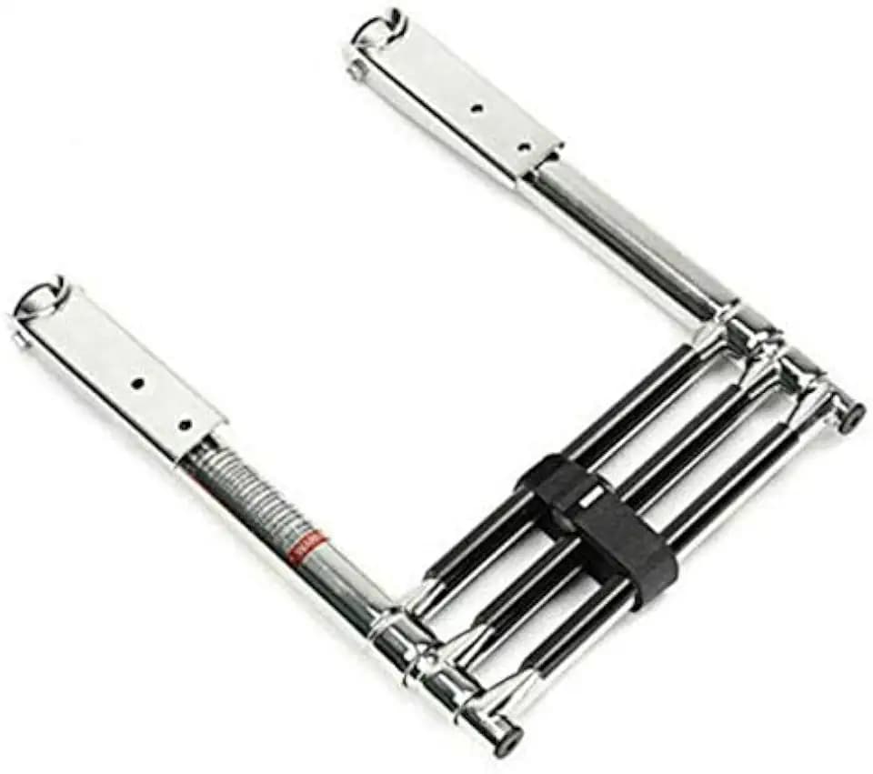 ISURE MARINE 3 Step Stainless Steel Telescoping Boat Ladder Dock Ladder Pontoon Boat Ladder Swim Step Folding telescoping Ladder Swimming Upper Platform Pontoon Boat Ladder