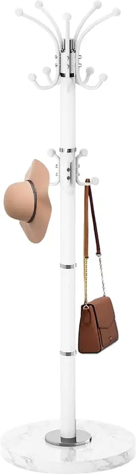 Coat Rack Stand 360°Rotary Coat Rack Freestanding with 16 Hooks