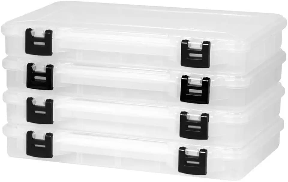 Plano ProLatch 3700 StowAway 4-Pack, Clear and Black, ProLatch Locking System, Transparent Design to Quickly Identify Contents, Fits 3700 Series Tackle Bags