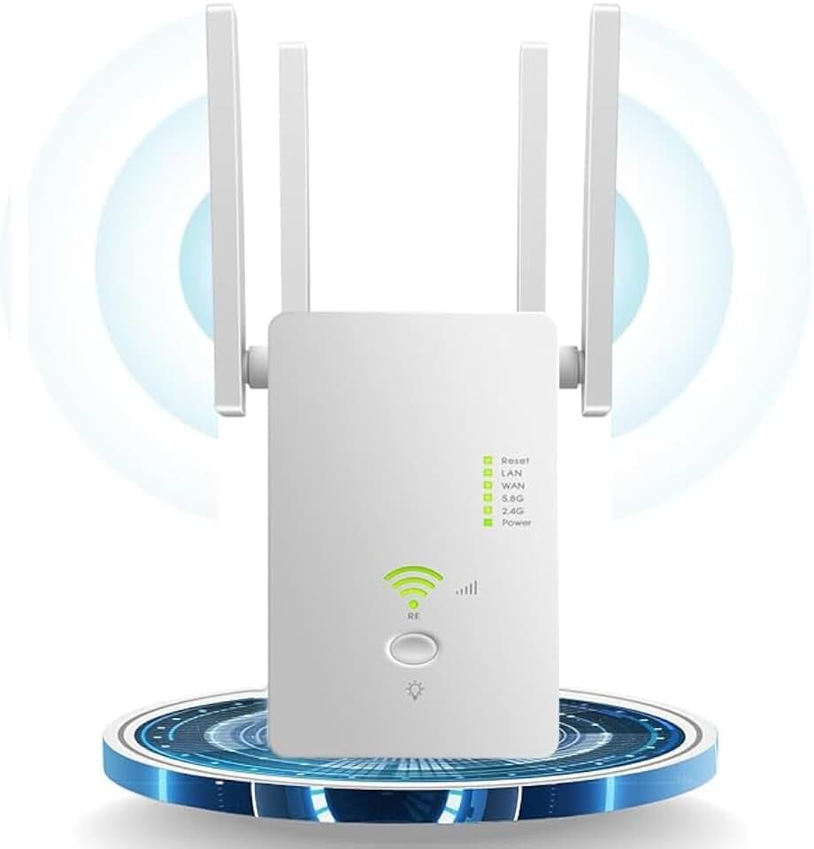 WLAN Repeater WLAN Verstärker 1200Mbit/s Dualband 2,4GHz+5GHz WiFi Repeater mit Repeater/Router/AP Modus, 4 Antenne, WiFi Range Extender Mit LAN/WAN Port,LED, WPS