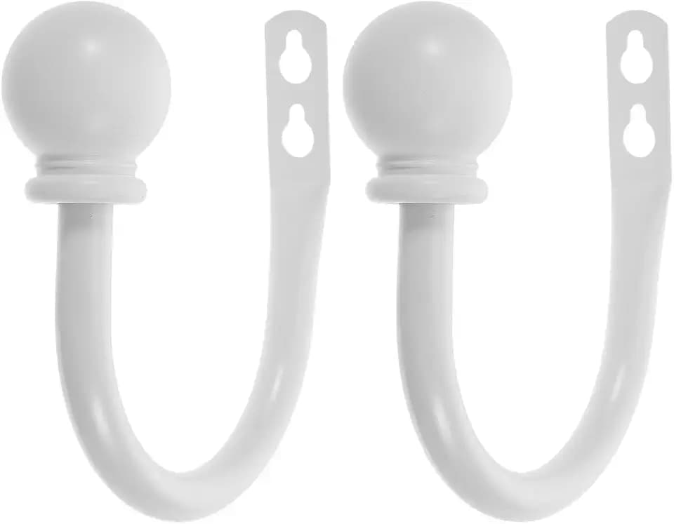 Toyvian Curtain Tieback Hooks U Shaped Wall Mounted Curtain Hooks for Drapes Holdbacks for Window Treatment Hardware Metal Holdback Hooks with Screws 2 pcs