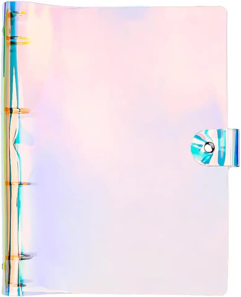 Laser A4 Binder Soft PVC Budget Binders 4-Ring Refillable Planner Binder Cover with Snap Button Closure Round Ring Loose Leaf Folder for Traveler Planner Diary Pages (Laser)