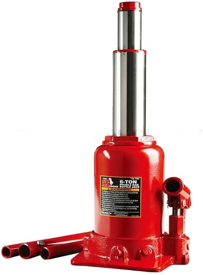 Torin Big RED 6T Hydraulischer Wagenheber (215-485mm) Stempelwagenheber Autoheber Doppel-Ram niedriges Profil Doppel Ram Bottle Jack für Werkstatt und Garage
