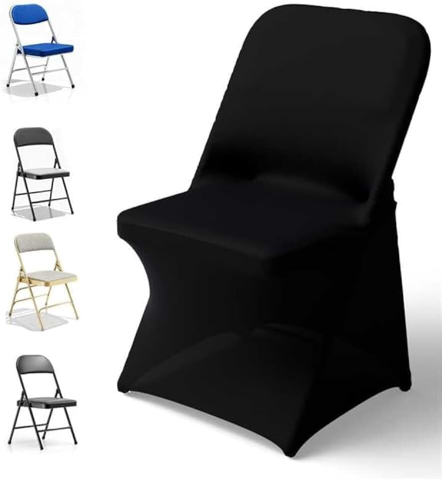 100 PCS Spandex Folding Chair Covers Black, Universal Fitted