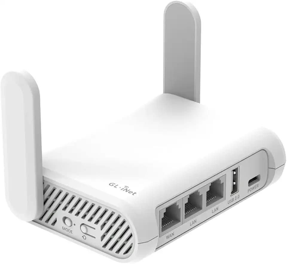GL.iNet GL-SFT1200 (Opal) Mobile Reise-Router, AC1200 WiFi Router, VPN Mobiler WLAN Router Mobil, Pocket WiFi, 3X Gigacube Port, Travel WLAN Access Point for Glasfaser Modem, Openwrt/Wireguard/Home