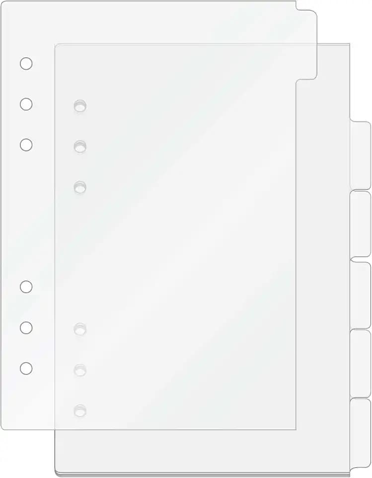 A5 Binder Dividers Planner Inserts 6 Tabs Clear 1mm Thick Acrylic Divider