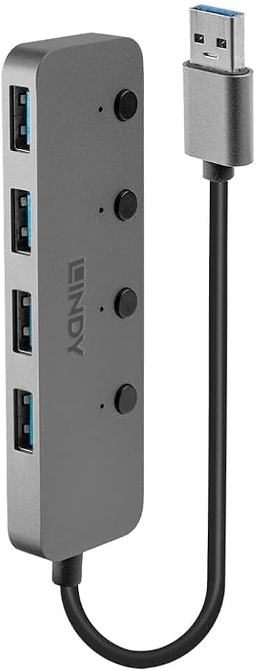 LINDY 43309 4 Port USB 3.0 Hub mit EIN-/Ausschaltern