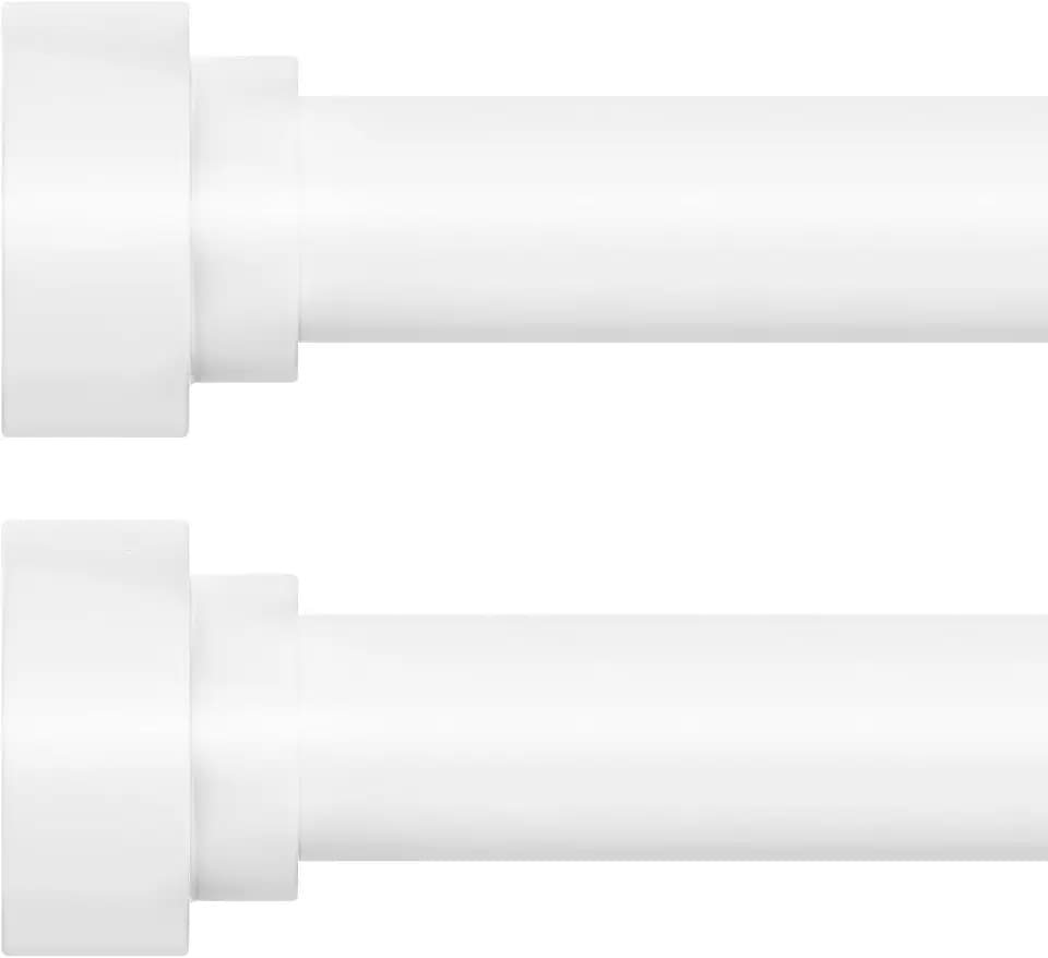 HEI! DEAR 2 Pack White Curtain Rods for Windows 28 to 48 Inch(1.5-ft), 1 Inch Diameter Heavy Duty Curtain Rods, Adjustable Curtains Rod, Telescopic Drapery Rod, White,30"-58"