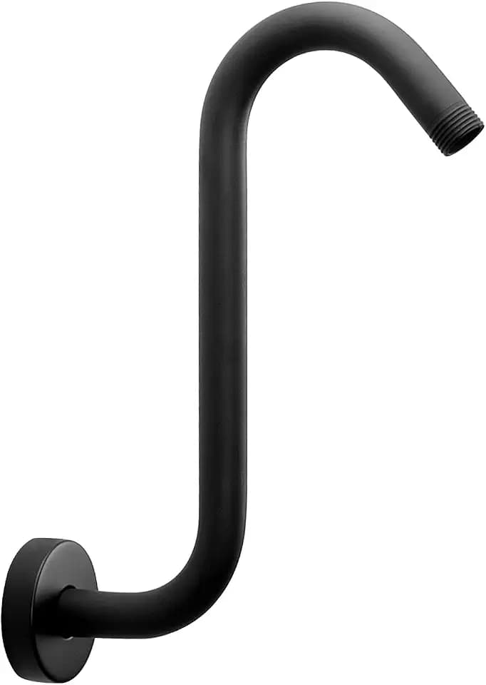 NearMoon S Shaped Shower Head Riser Arm, Shower Extender Arm with Flange, Standard 1/2" Connection- Bathroom Accessory, 10 Inch (2 Pack, Matte Black)