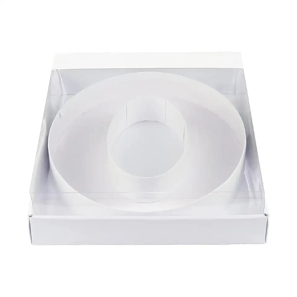 WENPACK 12.5" Cardboard Number 0 Shaped Mache Decorative Strawberries Fillable Sweets Candy Box with Clear Lid (White, 0)