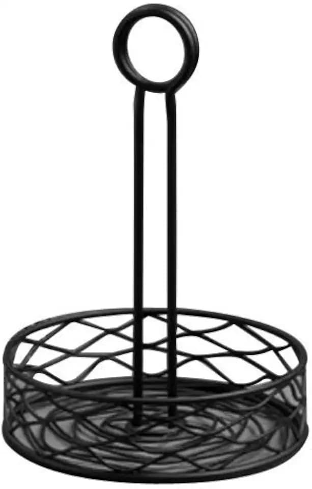 American Metalcraft RBNC26 Small Round Birdnest Condiment Rack, Black, 6-Inch Diameter